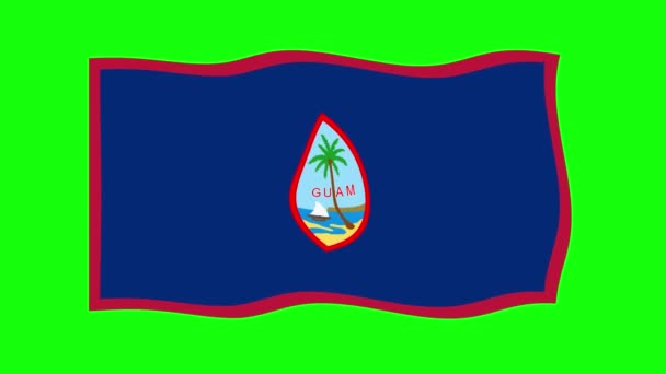 Flaga Guam Waving Animacja Zielonym Tle Ekranu Bezproblemowa Animacja Grafika — Wideo stockowe