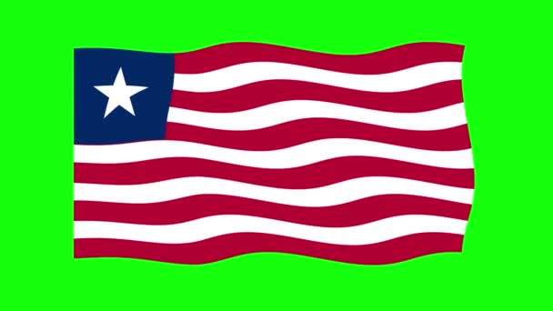 Liberia Ondeando Bandera Animación Fondo Pantalla Verde Looping Animación Sin — Vídeo de stock