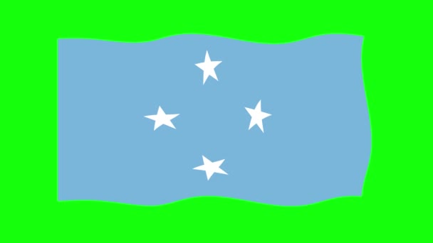 Micronesia Waving Flag Animation Green Screen Background Looping Animasi Mulus — Stok Video
