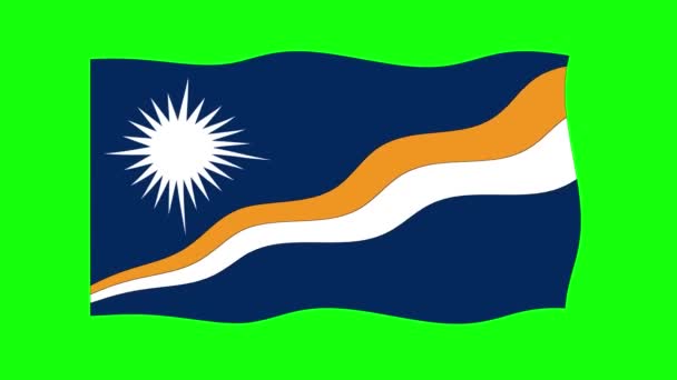 马歇尔岛飘扬的旗帜2D动画绿色屏幕背景 循环无缝动画 运动图形 — 图库视频影像