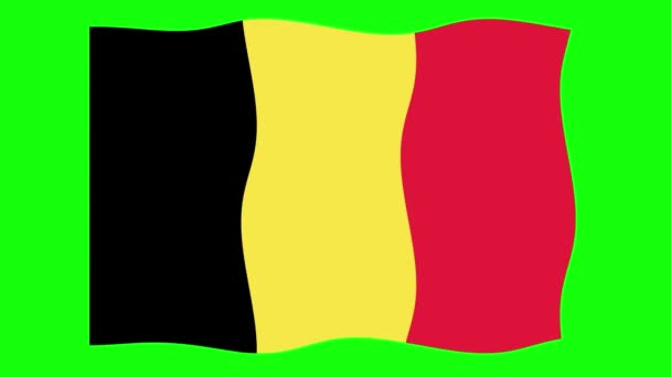 Belgien Viftande Flagga Animation Grön Skärm Bakgrund Loopar Sömlös Animation — Stockvideo
