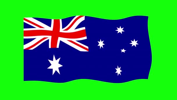 Australia Ondeando Bandera Animación Fondo Pantalla Verde Looping Animación Sin — Vídeo de stock