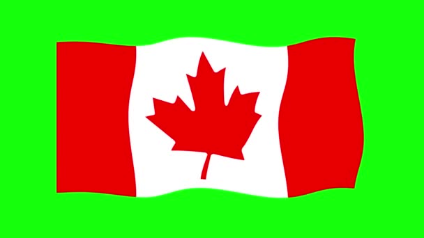 加拿大在绿色屏幕背景下摇曳旗帜2D动画 循环无缝动画 运动图形 — 图库视频影像