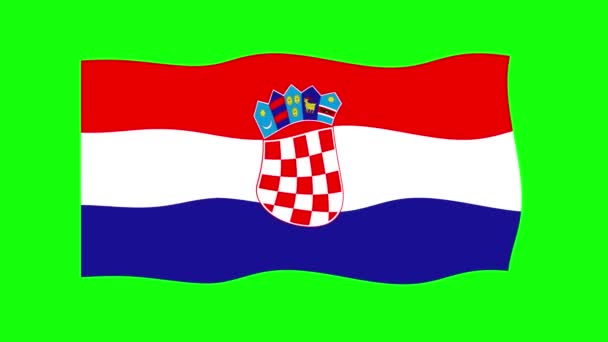 Croatia Waving Flag Animation Green Screen Background Запуск Безшовної Анімації — стокове відео