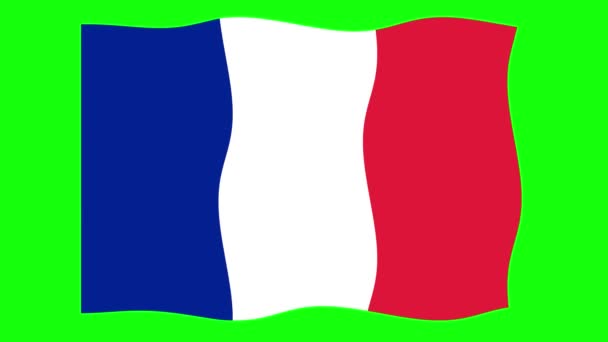 Francia Ondeando Bandera Animación Sobre Fondo Pantalla Verde Looping Animación — Vídeos de Stock