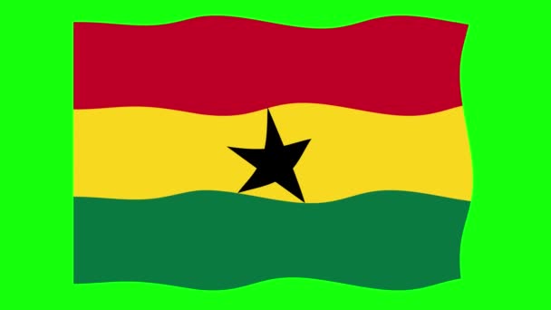 Ghana Schwenkt Flagge Animation Auf Green Screen Hintergrund Nahtlose Looping — Stockvideo