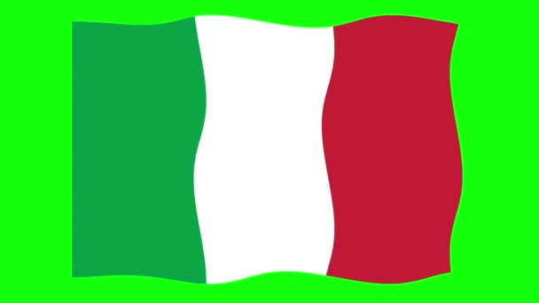 Italië Waving Flag Animatie Groene Scherm Achtergrond Naadloze Animatie Beweging — Stockvideo