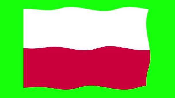 Polska Flaga Machająca Animacja Zielonym Tle Ekranu Bezproblemowa Animacja Grafika — Wideo stockowe