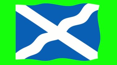 Yeşil Ekran Arkaplanı 'nda Scotland Waving Flag 2D animasyon. Kusursuz animasyon döngüsü. Hareket Grafiği