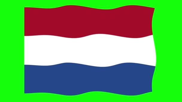 Países Bajos Ondeando Bandera Animación Fondo Pantalla Verde Looping Animación — Vídeo de stock