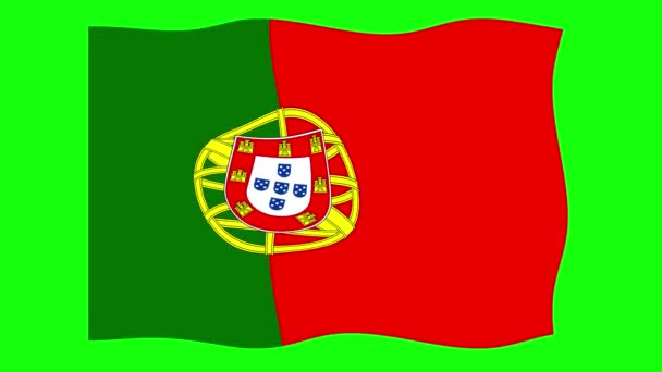 Portugal Waving Flag Animatie Groene Scherm Achtergrond Naadloze Animatie Beweging — Stockvideo