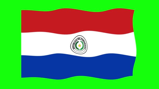 Paraguay Waving Flag Animation Green Screen Background Looping Animasi Mulus — Stok Video