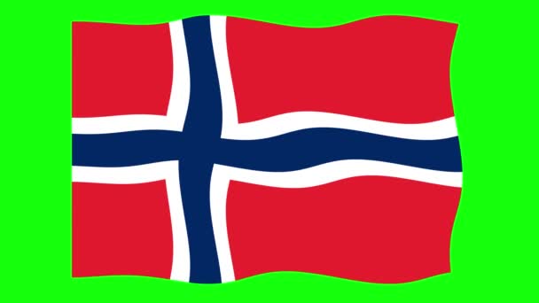 Noorwegen Waving Flag Animatie Groen Scherm Achtergrond Naadloze Animatie Beweging — Stockvideo
