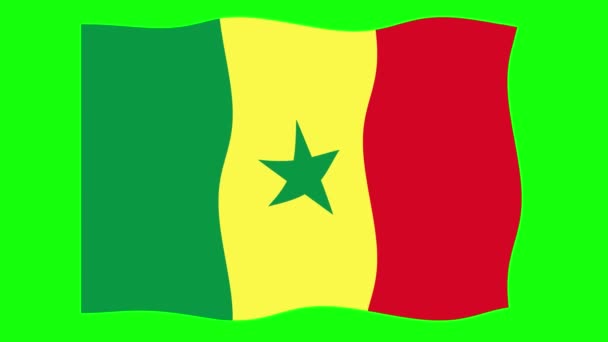 Yeşil Ekran Arkaplanında Senegal Dalgalanan Bayrak Animasyon Kusursuz Animasyon Döngüsü — Stok video