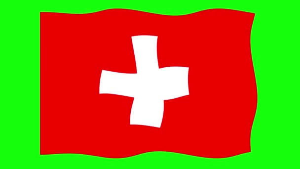 Suiza Ondeando Bandera Animación Sobre Fondo Pantalla Verde Looping Animación — Vídeos de Stock