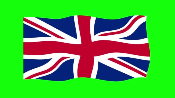 Birleşik Krallık Yeşil Ekran Arkaplanında Bayrak Dalgalandırma Canlandırması Kusursuz Animasyon — Stok video
