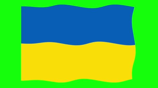 Yeşil Ekran Arkaplanında Ukrayna Dalgalanan Bayrak Animasyonu Kusursuz Animasyon Döngüsü — Stok video