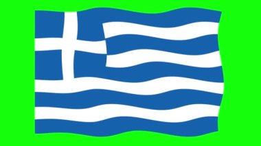 Yunanistan Yeşil Ekran Arkaplanında 2D Bayrak Sallıyor. Kusursuz animasyon döngüsü. Hareket Grafiği