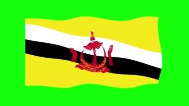 Brunei Darussalam Yeşil Ekran Arkaplanında 2D Bayrak Dalgalandırma Animasyonu. Kusursuz animasyon döngüsü. Hareket Grafiği