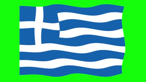 Greece Waving Flag Animation Green Screen Background Smyčka Plynulé Animace — Stock video
