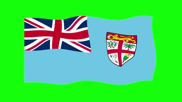 Fiji Waving Flag Animation Green Screen Background Англійською Запуск Безшовної — стокове відео