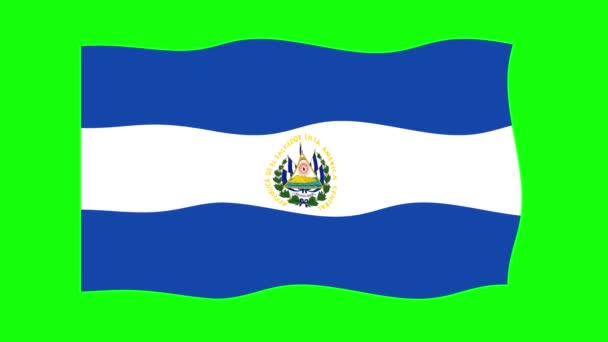 Сальвадор Размахивая Флагом Анимации Зеленом Фоне Экрана Цикл Плавной Анимации — стоковое видео