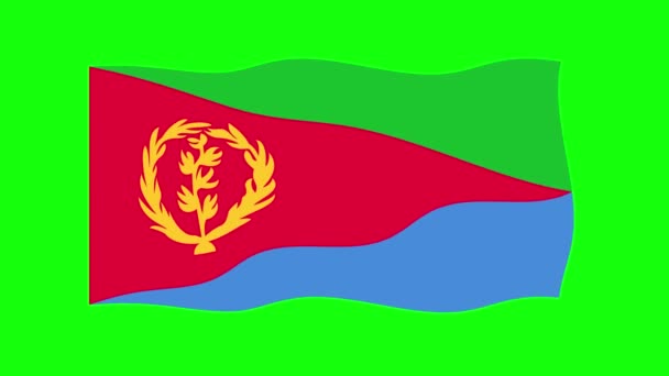 Animación Eritrea Ondeando Bandera Sobre Fondo Pantalla Verde Looping Animación — Vídeos de Stock