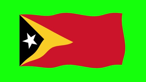 Восточный Тимор Размахивая Флагом Анимации Зеленом Фоне Экрана Цикл Плавной — стоковое видео