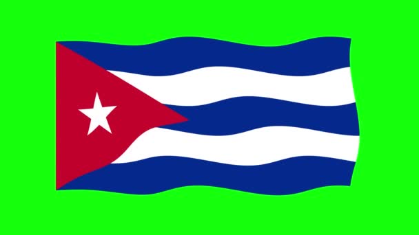 緑の画面の背景にキューバの旗2Dアニメーションを振ってください シームレスなアニメーションをループします モーショングラフィック — ストック動画