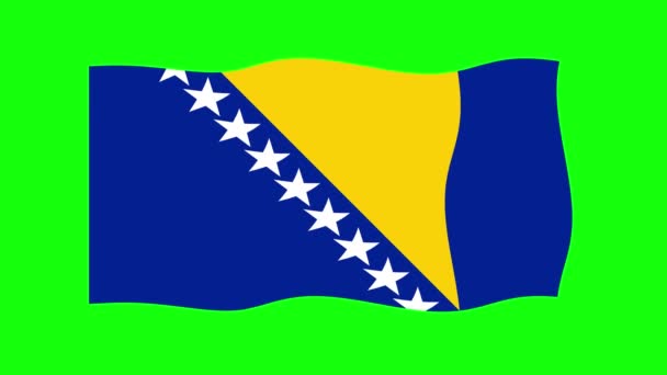 Boznia Herzegovina Waving Flag Animation Green Screen Background Англійською Запуск — стокове відео