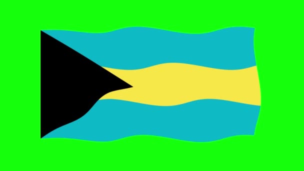 Bahamas Acenando Bandeira Animação Fundo Tela Verde Looping Animação Sem — Vídeo de Stock