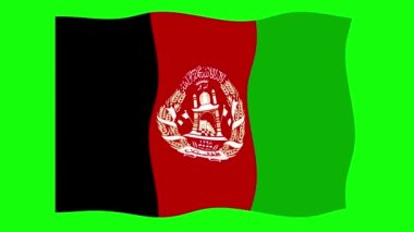 Afganistan 'da Yeşil Ekran Arkaplanı' nda 2D Bayrak Dalgalandırma Animasyonu. Kusursuz animasyon döngüsü. Hareket Grafiği