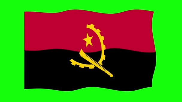 Ανγκόλα Κυματίζει Σημαία Animation Πράσινο Φόντο Οθόνη Κωπηλασία Χωρίς Διακοπή — Αρχείο Βίντεο