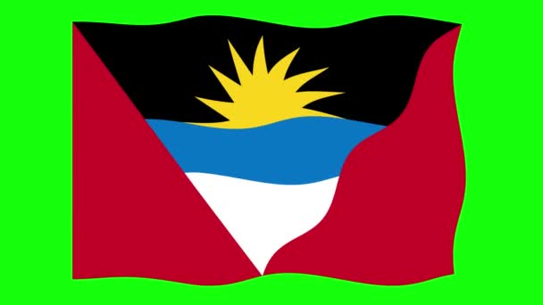 Antigua Barbuda Waving Flag Animation Green Screen Background Запуск Безшовної — стокове відео