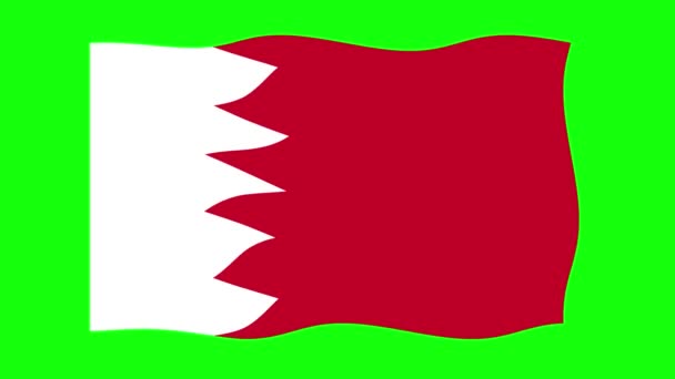 巴林在绿色屏幕背景下摇曳旗帜2D动画 循环无缝动画 运动图形 — 图库视频影像