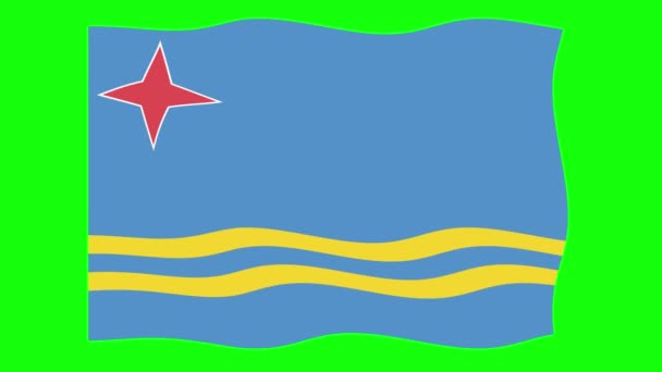 Aruba Flaga Machająca Animacja Zielonym Tle Ekranu Bezproblemowa Animacja Grafika — Wideo stockowe