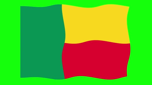 贝宁在绿色屏幕背景下摇曳旗帜2D动画 循环无缝动画 运动图形 — 图库视频影像