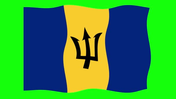 Barbados Ondeando Bandera Animación Fondo Pantalla Verde Looping Animación Sin — Vídeos de Stock