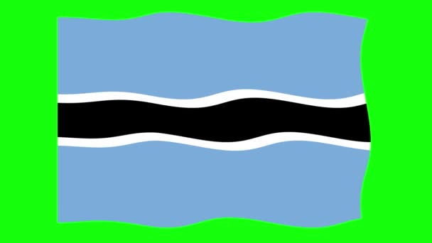 Botswana Waving Flag Animation Green Screen Background Smyčka Plynulé Animace — Stock video