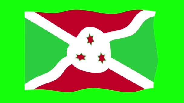 Burundi Golvende Vlag Animatie Groen Scherm Achtergrond Naadloze Animatie Beweging — Stockvideo