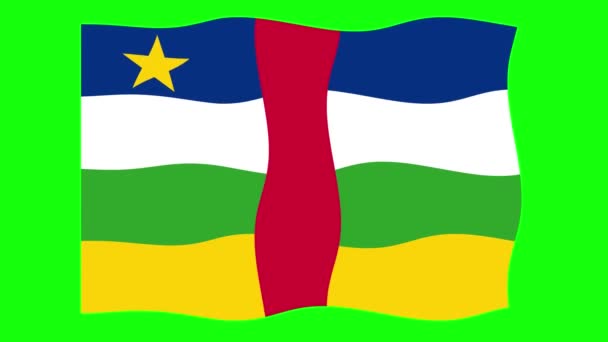 Central African Republic Waving Flag Animation Green Screen Background Looping — Stock Video