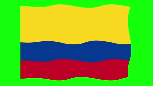 Colombia Waving Flag Animation Green Screen Background Smyčka Plynulé Animace — Stock video