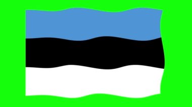 Yeşil Ekran Arkaplanı 'nda Estonya Sallanan Bayrak 2D Animasyonu. Kusursuz animasyon döngüsü. Hareket Grafiği