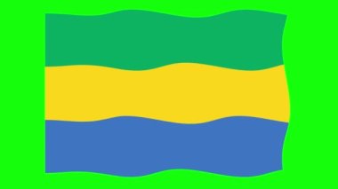 Gabon, Yeşil Ekran Arkaplanı 'nda 2D Bayrak Sallıyor. Kusursuz animasyon döngüsü. Hareket Grafiği