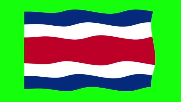 Kostaryka Flaga Machanie Animacja Zielonym Tle Ekranu Bezproblemowa Animacja Grafika — Wideo stockowe