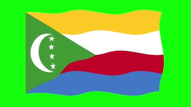 Komoros Yeşil Ekran Arkaplanında Bayrak Dalgalanıyor Kusursuz Animasyon Döngüsü Hareket — Stok video