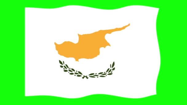 Кипр Размахивая Флагом Анимации Зеленом Фоне Экрана Цикл Плавной Анимации — стоковое видео