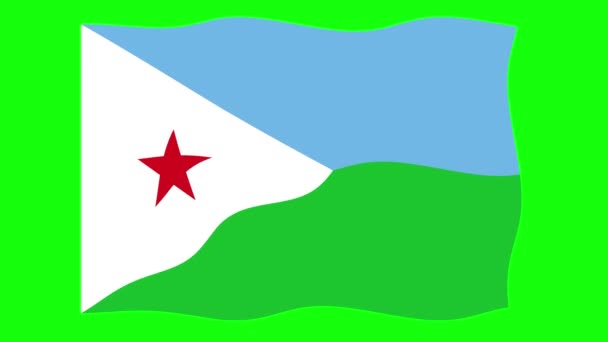 Djibouti Waving Flag Animation Green Screen Background Looping Animasi Mulus — Stok Video