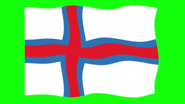 Faroe Island Flaga Machająca Animacja Zielonym Tle Ekranu Bezproblemowa Animacja — Wideo stockowe
