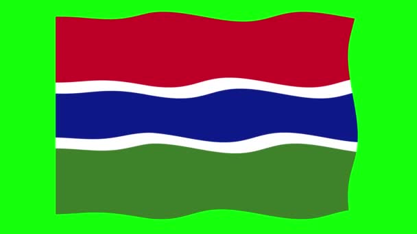 Gambie Waving Flag Animace Pozadí Zelené Obrazovky Smyčka Plynulé Animace — Stock video